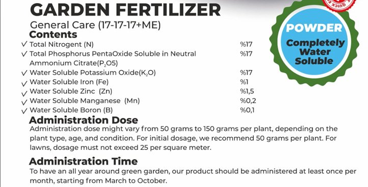 Garden Fertilizers 17-17-17+ME