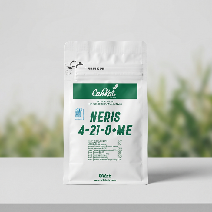 Cankat Neris 4-21-0+ME 250 gram fosfor ağırlıklı çiçeklenme gübresi ambalajı